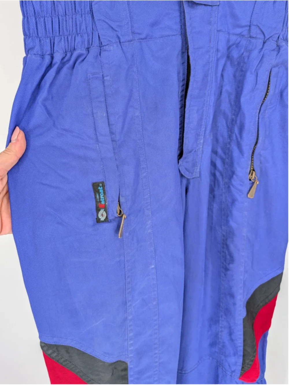 Vintage EFFE 2-Piece Ski Suit Mens M 42 Blue Red Colorblock Snowsuit 80s 90s